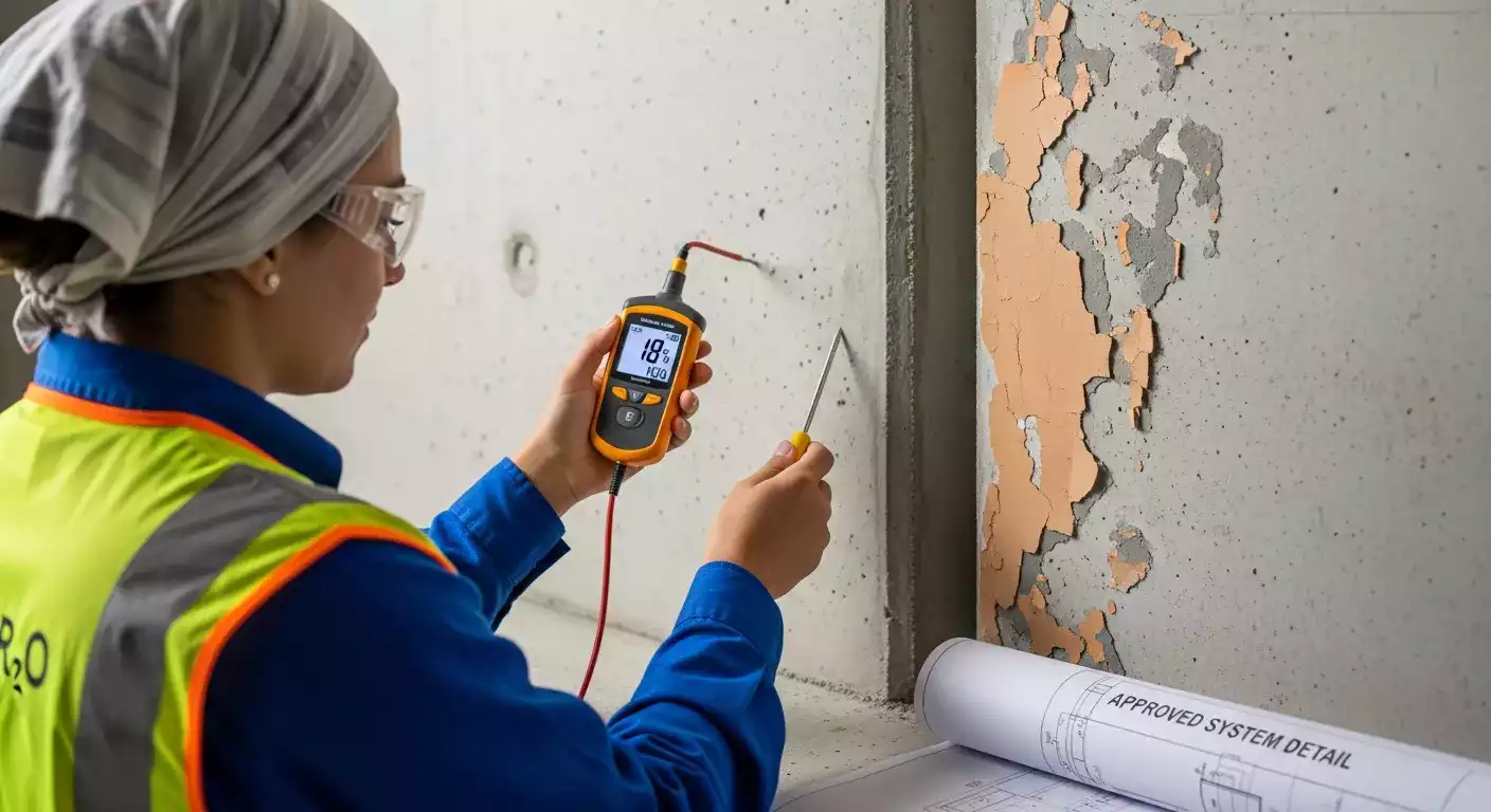 Resultado final de impermeabilização de parede interna