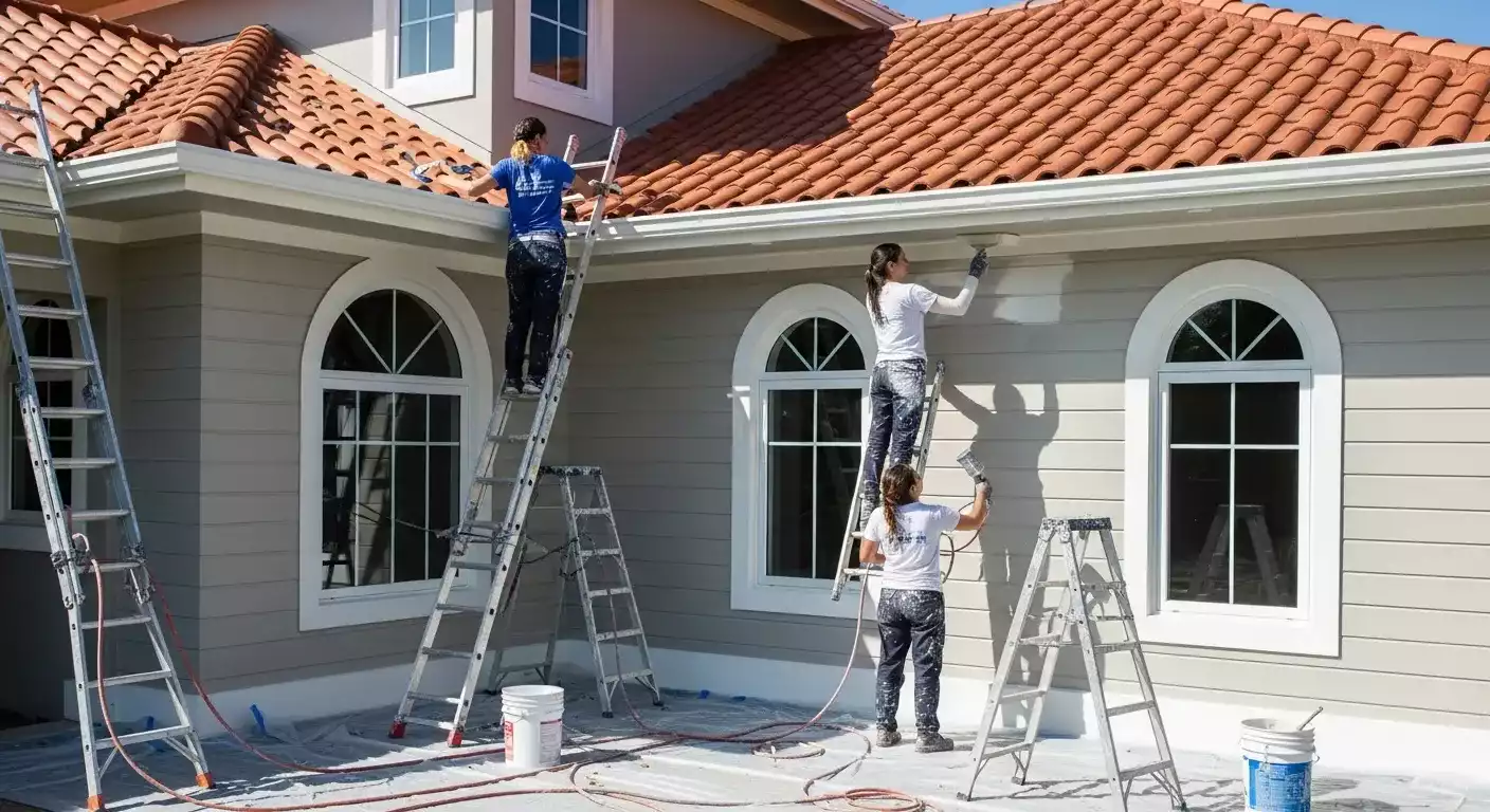 Pintura de telhado residencial