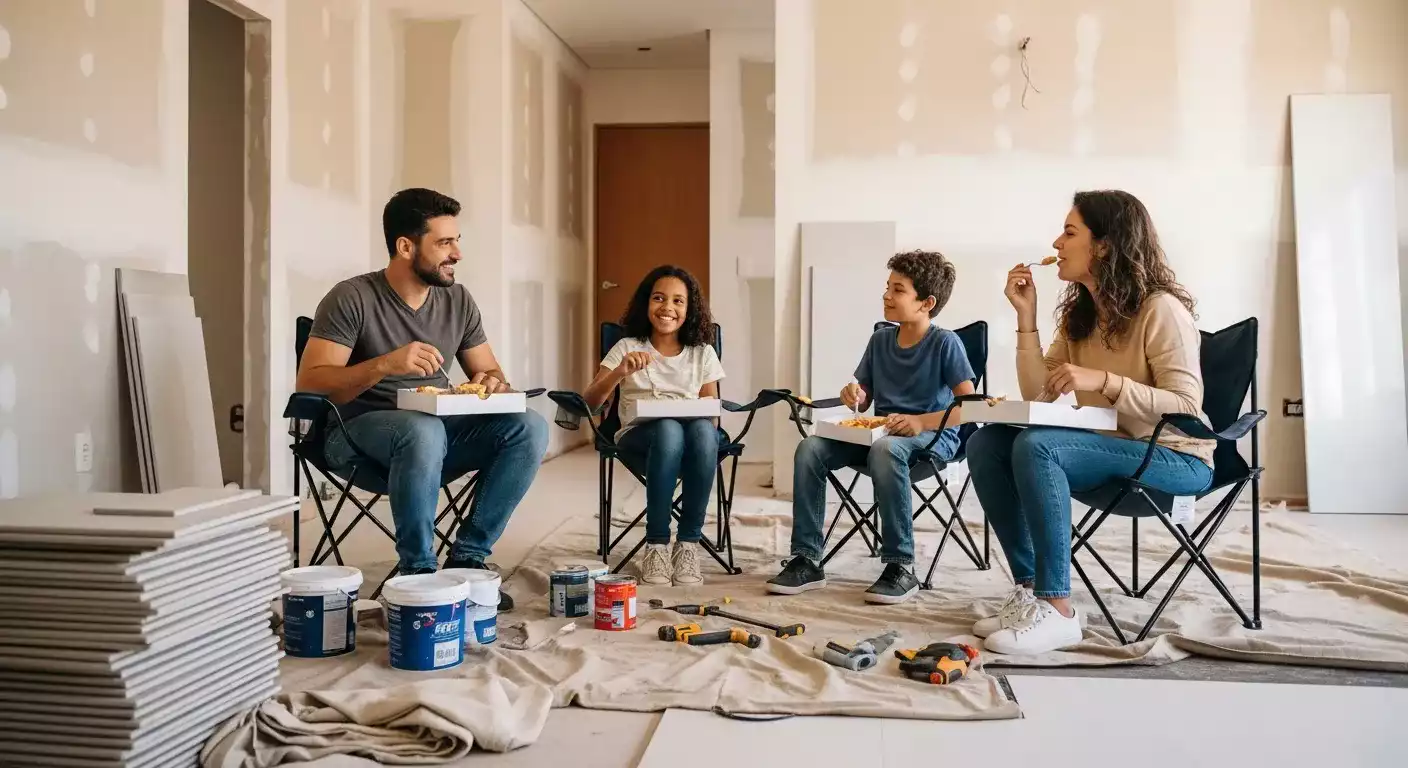 Profissionais de reforma trabalhando em casa em Campo Grande